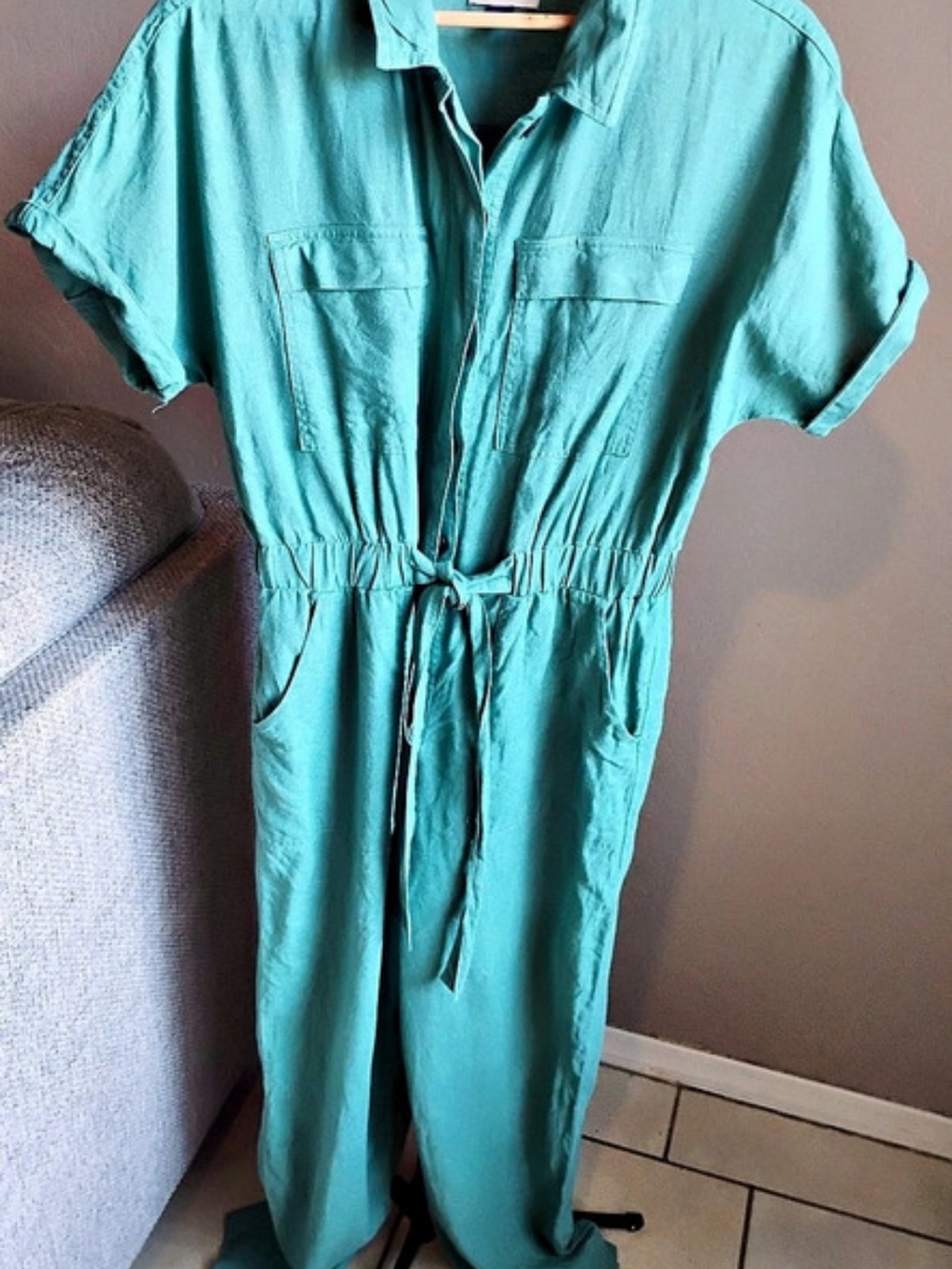 Universal Thread Short-Sleeve Utility Jumpsuit Green Size 8